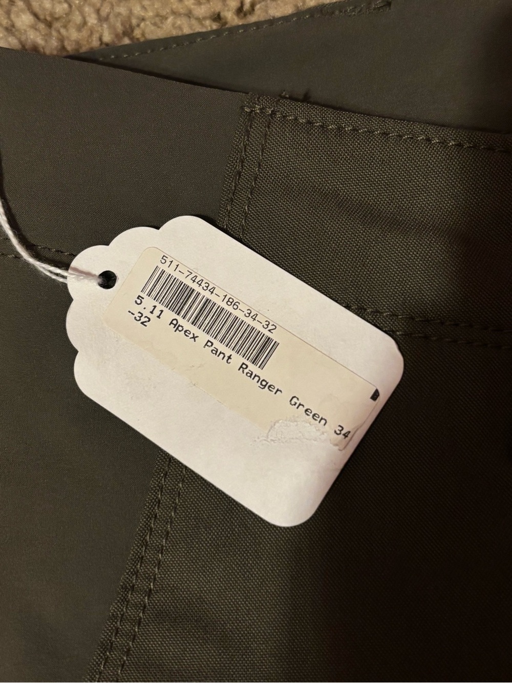 5.11 Tactical Men's Olive Pants with Reinforced Pockets - Picture 3 of 9